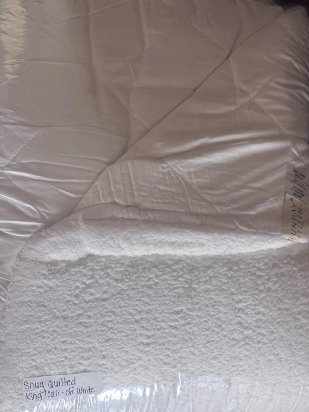 Sunday Citizen Snug Quilted Comforter King Cal King Off-White Luxury, NWOT